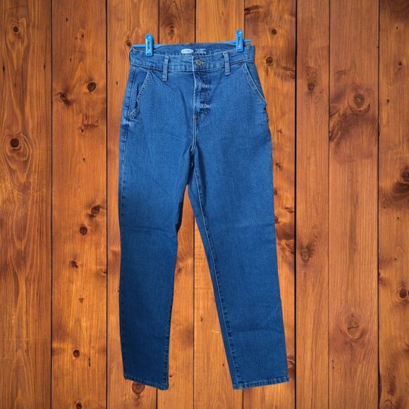 Old Navy Women's Size 2 Sky-Hi Straight Extra High Rise Blue Denim Jeans Casual - Picture 1 of 4